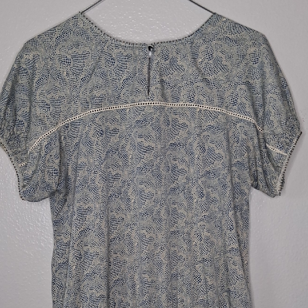 Maison Scotch Mini Dress Dainty Print Short Sleeve Smocked Waist Blouson S/M - Picture 10 of 16